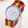 New Fashion Round 2 zones ladies cheap geneva leather watch